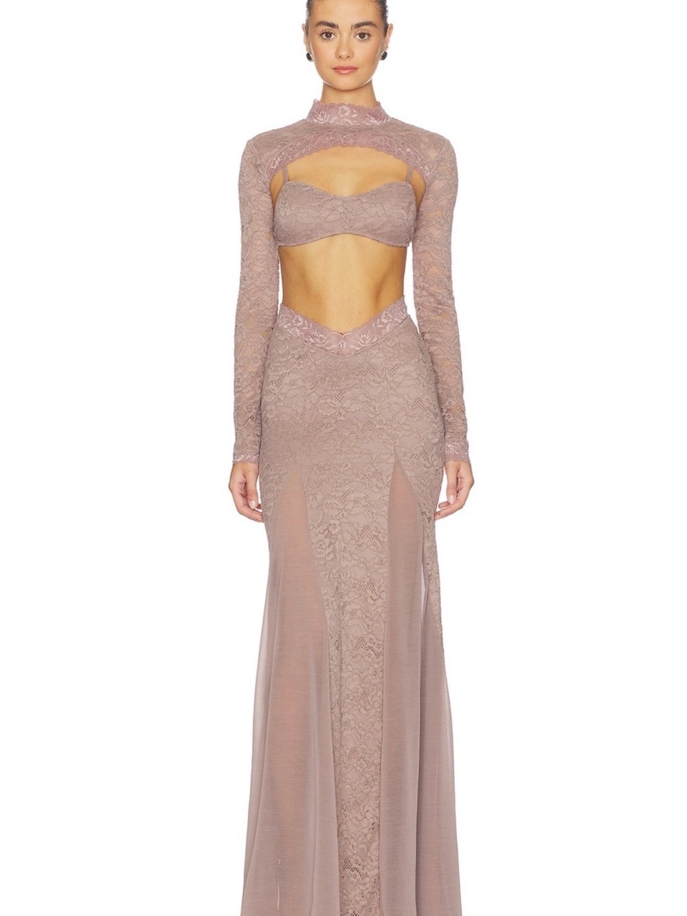 Revolve OW Collection Elegant Lace Cutout Maxi Dress in Mauve